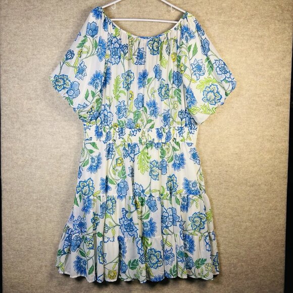 ARULA by Alter State Women's Blue Floral Tiered Midi Dress Size C Plus Size 3X - Picture 3 of 16
